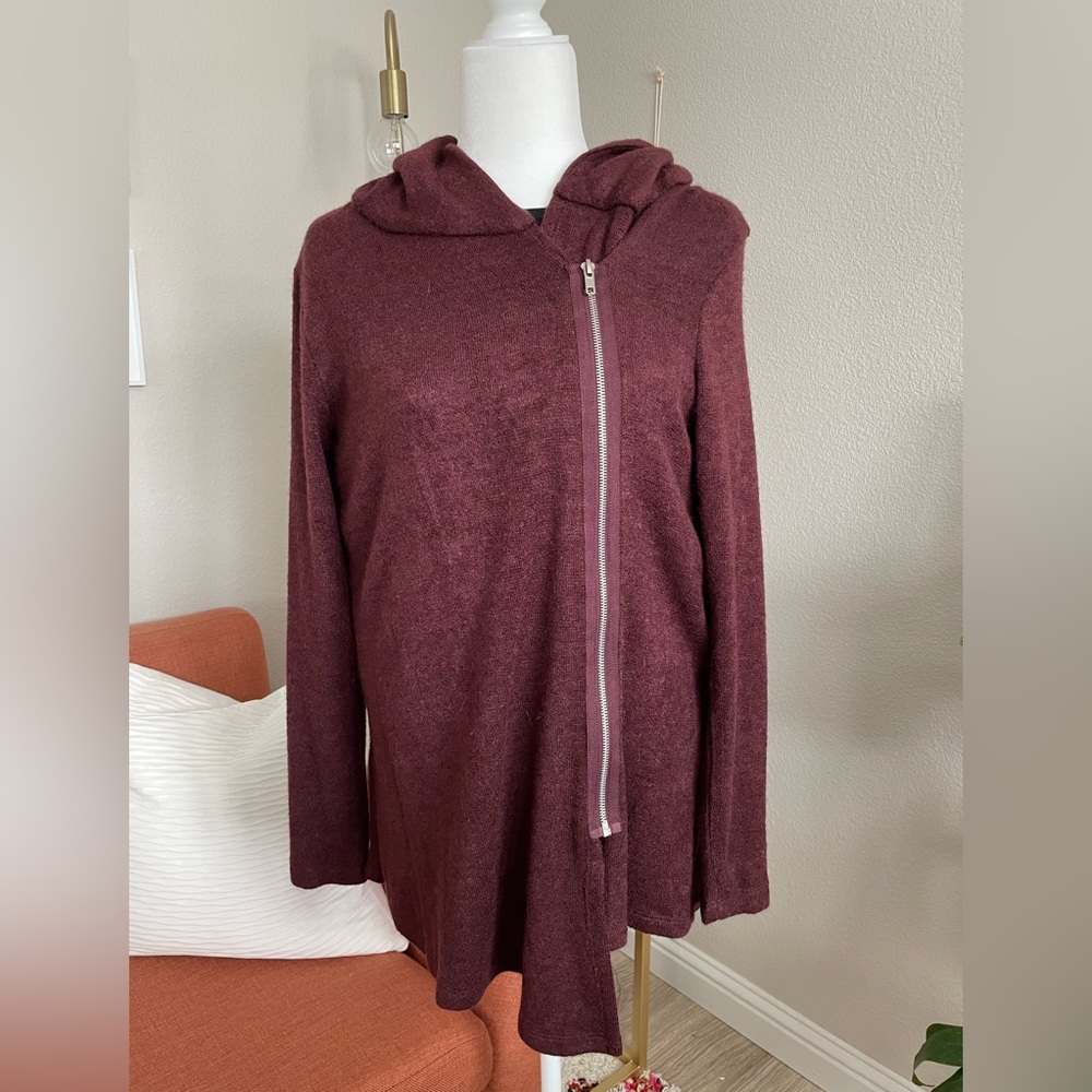 Burgundy zip up cardigan